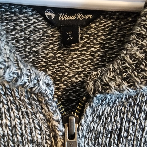 WIND RIVER Sweater/man wool blend knit Shirt/full zip/geometric pattern Top - Picture 3 of 7